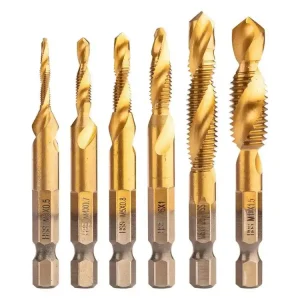 Závitové vrtáky HSS TiN M3–M10 – sada 6 ks, Hex stopka 1/4" Nová Kolekce