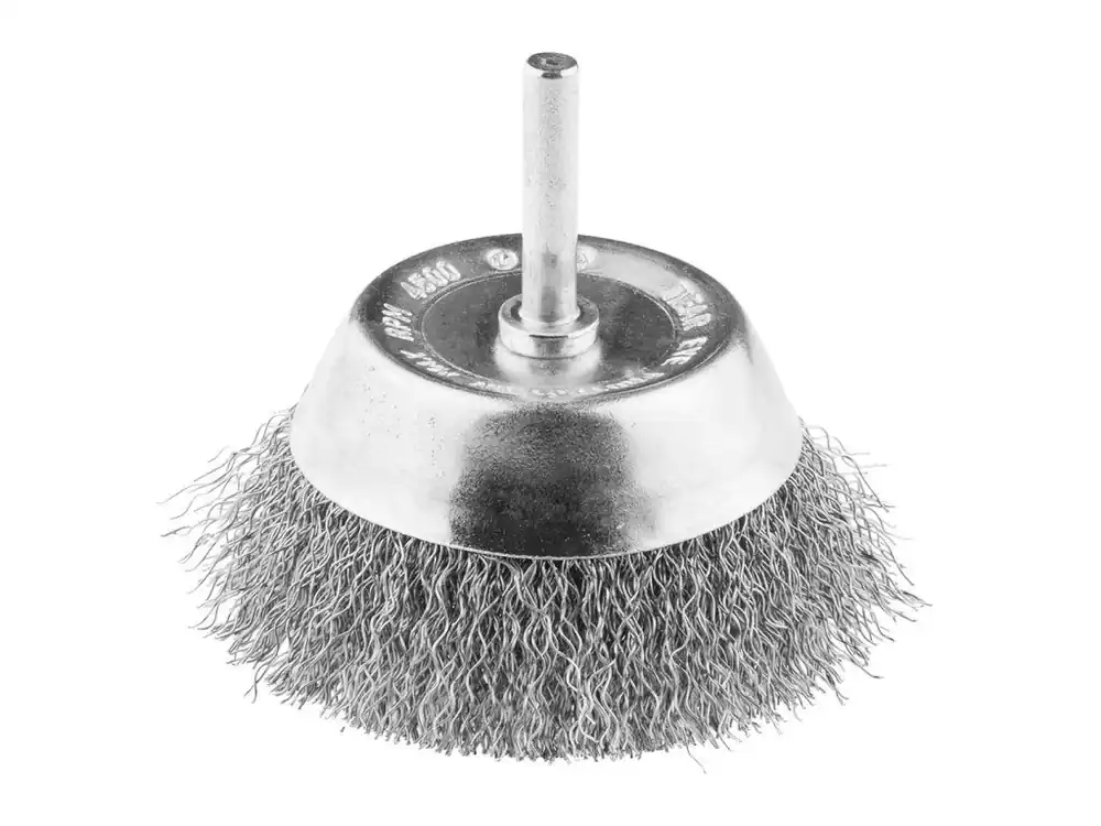 Drátěný kartáč 70 mm, krimpovaný drát, INOX, se stopkou 6 mm Doprava Zdarma