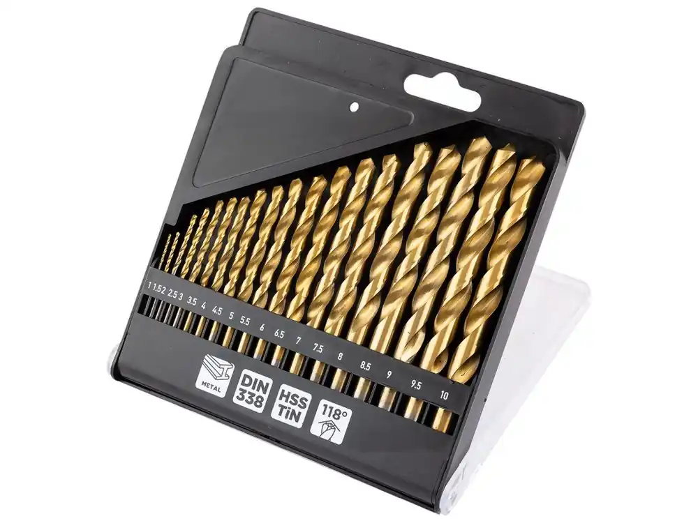 Vrtáky do kovu HSS TiN, 1 - 10 mm, sada 19 ks Rychlé Dodání