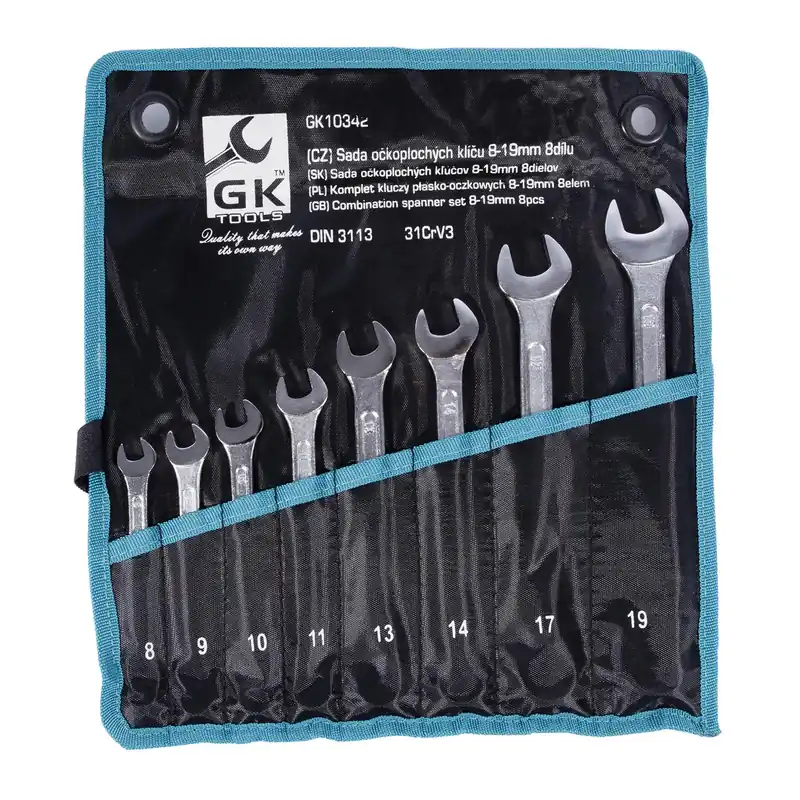 GK TOOLS Sada očkoplochých klíčů, chrom 8 dílů | 8-19 mm, textilní obal Akce
