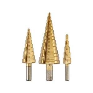 Zlevněný Stupňovité vrtáky: 4-12, 4-20, 4-32 mm, TiN, sada 3 ks