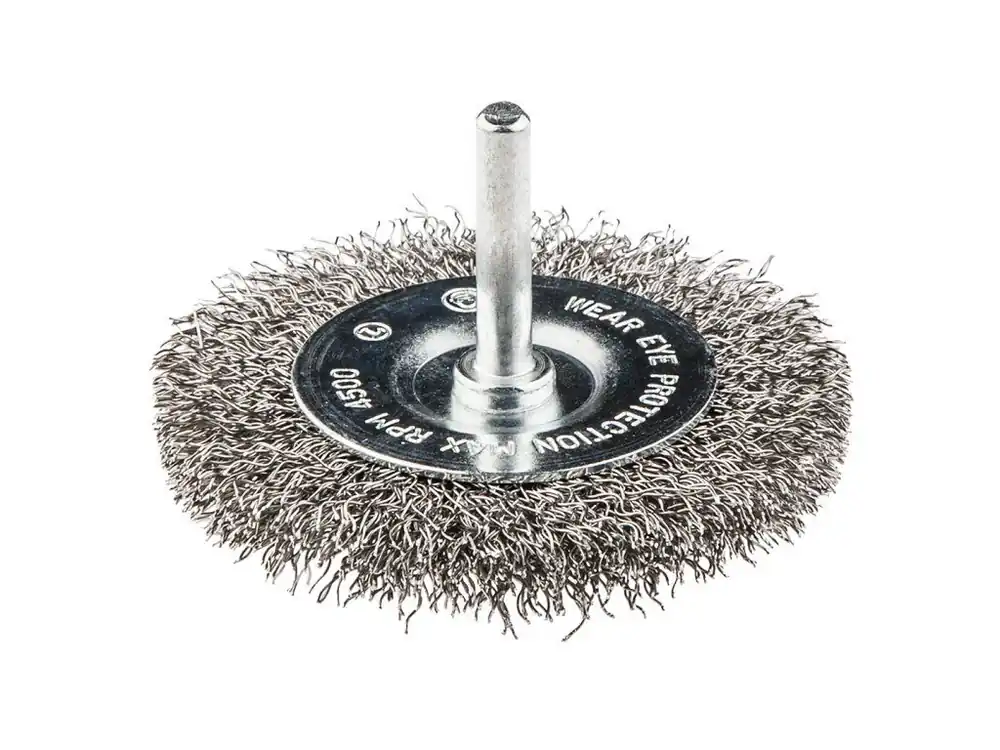Drátěný kotouč 75 mm, stopka 6 mm, INOX Autentický