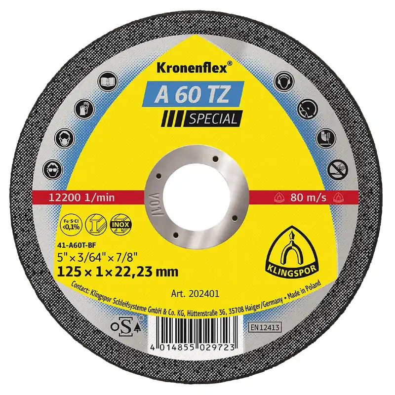 KLINGSPOR Kotouč řezný na nerez A 60TZ Special | 125x1x22,2 mm (balení 25 ks) Super Cena