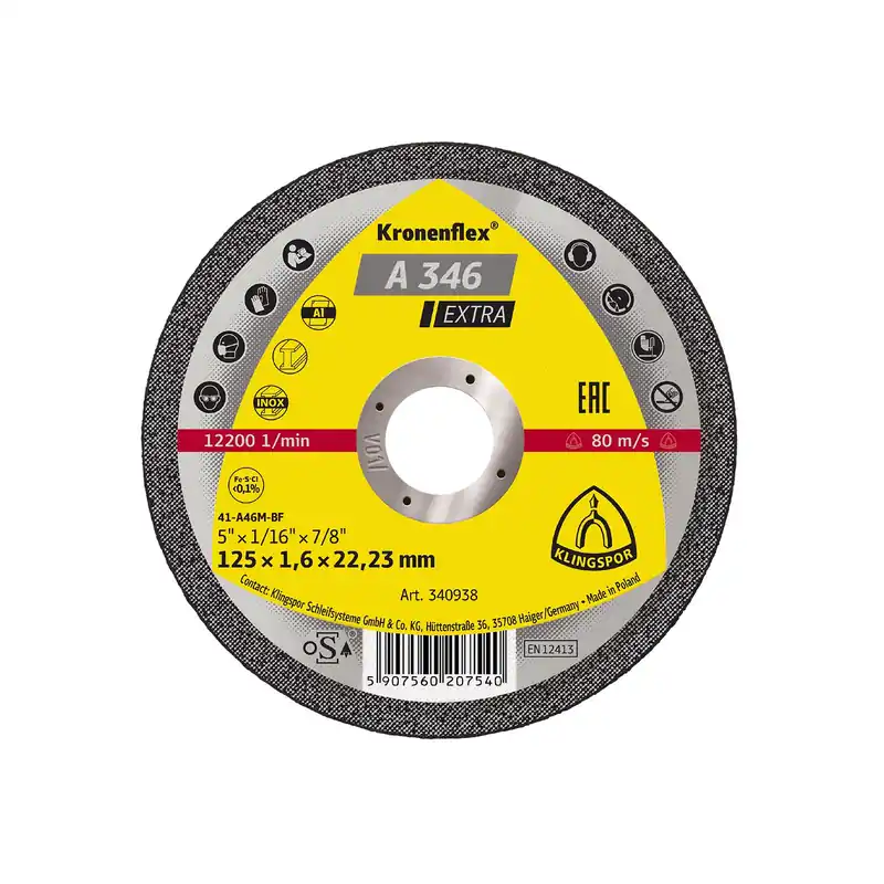 KLINGSPOR Kotouč řezný na ocel A 346 EXTRA | 115x1,6x22,2 mm (balení 25 ks) Značkový
