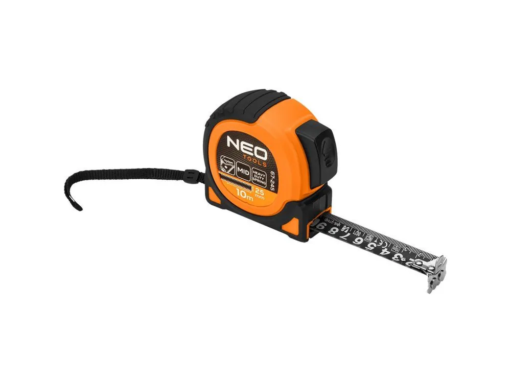 Sleva Super černý ocelový svinovací metr 10 m x 25 mm, automatické zamykání