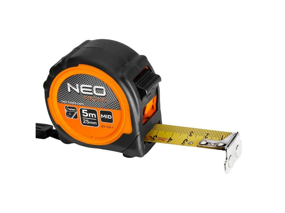 Ocelový svinovací metr 5 m x 25 mm, magnet Nízká Cena