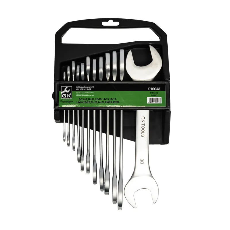 GK TOOLS Sada plochých klíčů, matné 12 dílů | 6-32 mm, plastový držák Oblíbený