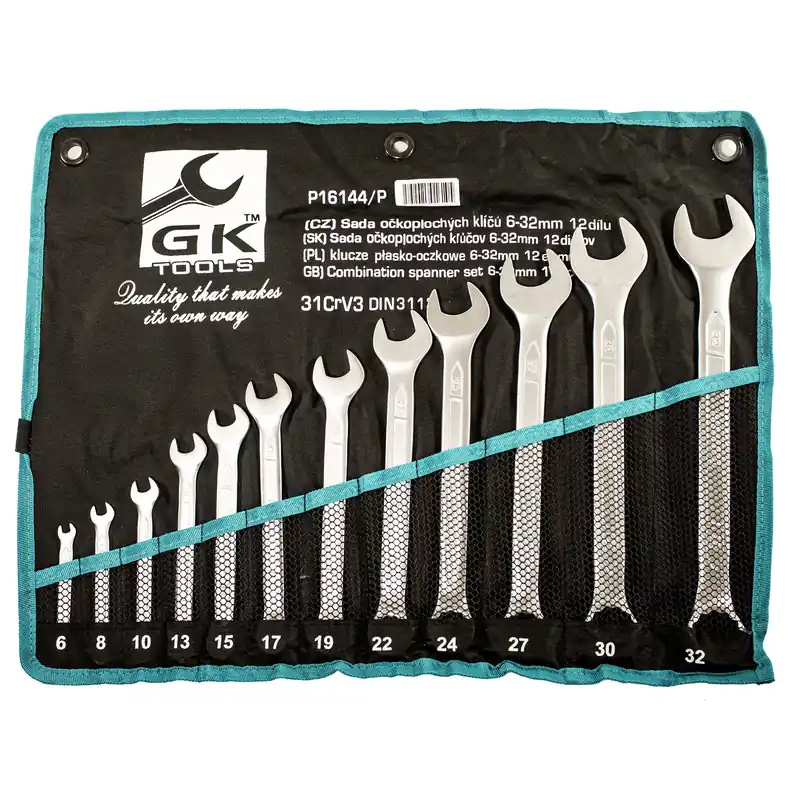 Expresní Doručení GK TOOLS Sada očkoplochých klíčů, matné 12 dílů | 6-32 mm, textilní obal