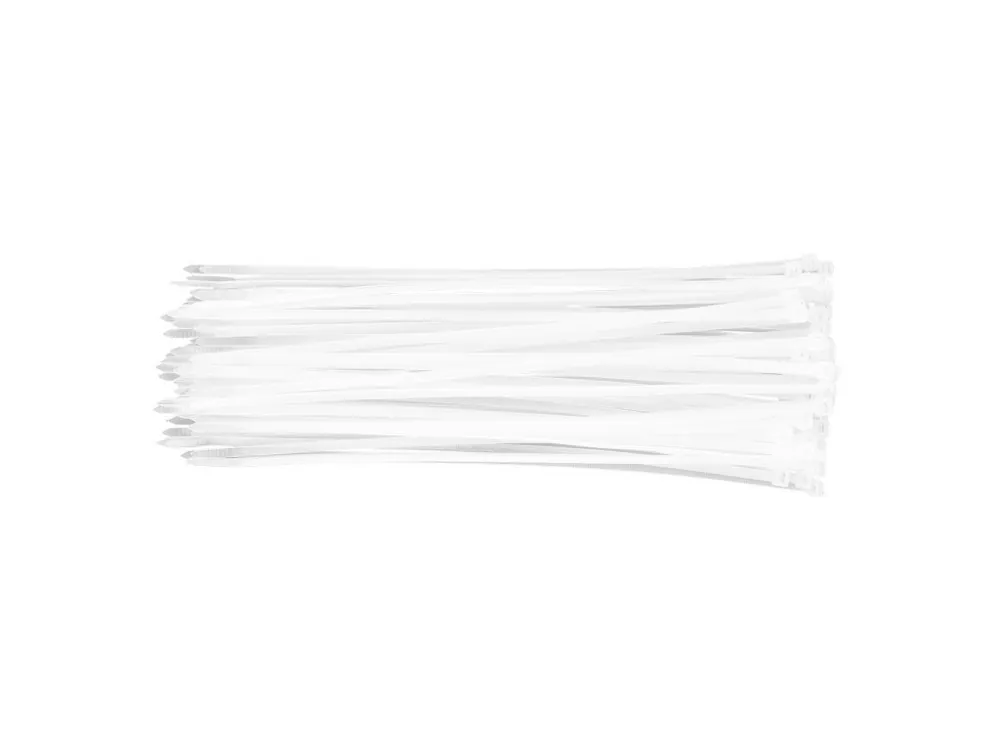 Stahovací pásky 4,8 mm x 300 mm, 75 ks, bílé, profi Zlevněný
