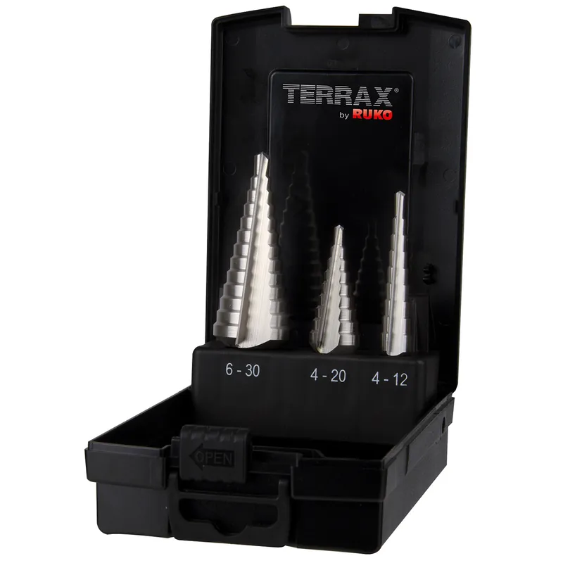 Tovární Cena RUKO Sada stupňovitých vrtáků do kovu Terrax | 4-12, 4-20, 6-30 mm