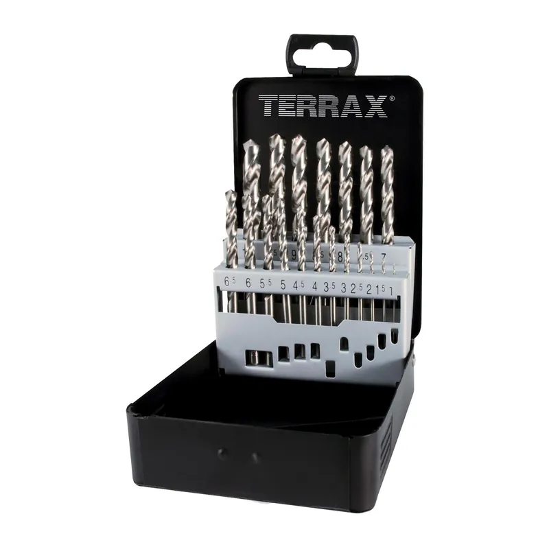 Vrácení Zdarma RUKO Sada vrtáků do kovu vybrušované Terrax - kovový obal | 1,5-10 mm 19 dílů