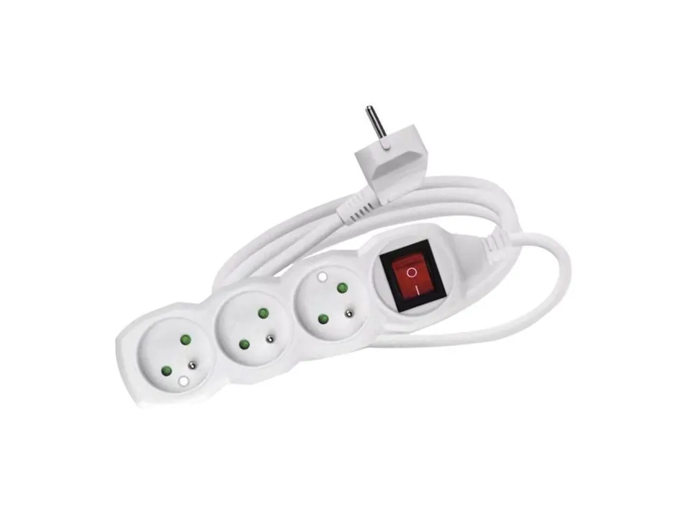Prodlužovací kabel bílý 3 zásuvky s vypínačem | 1,2m P1311 Aktuální