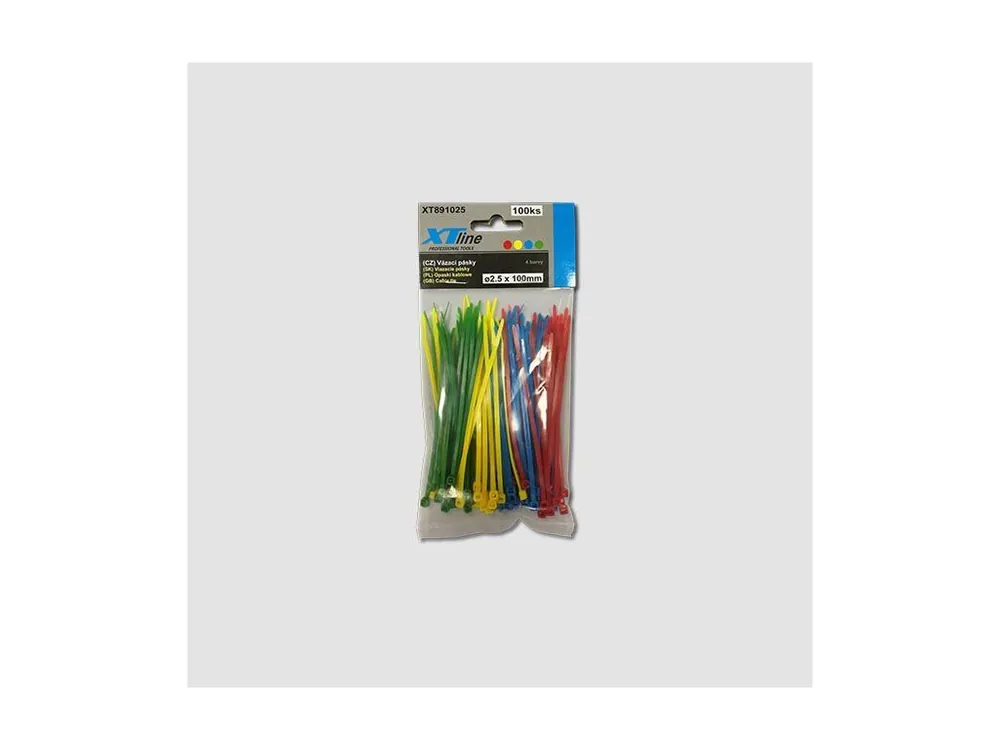 Vázací pásky 150x2,5mm, nylon, 100ks barevné XT891525 Doprava Zdarma