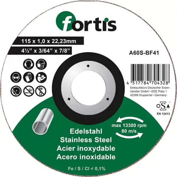 Ověřený Kotouč řezný 125 x 1,0mm rovný ocel/inox FORTIS