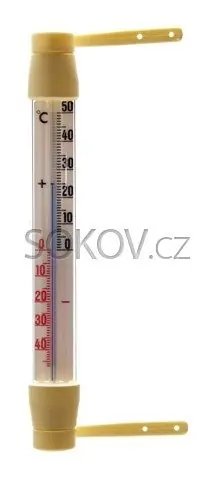 Teploměr okenní, plast. objímka bílá 200 mm Sleva