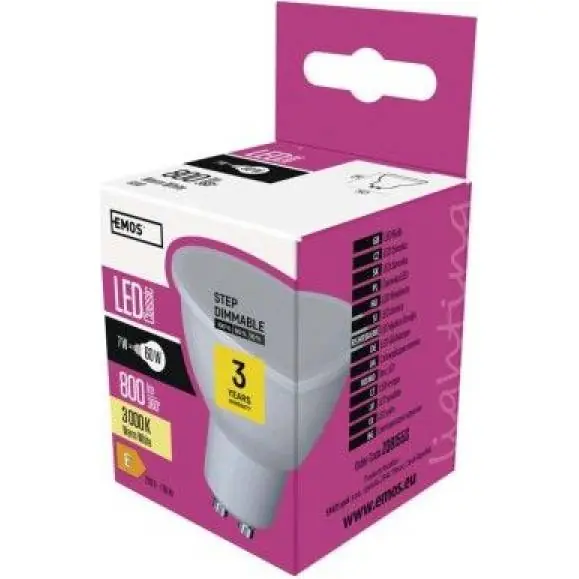 ZQ8155S LED žárovka Classic MR16 / GU10 / 7 W (60 W) / 800 lm / teplá bílá / stmívatelná EMOS Expresní Doručení