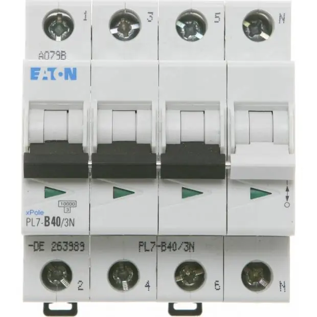 EATON PL7-B40/3N Jistič třífázový čtyřpólový 40A Jen Po Omezenou Doba