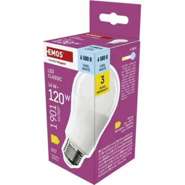 ZQ5D77 LED žárovka Classic A60 / E27 / 14 W (120 W) / 1901 lm / studená bílá EMOS Časově Omezené