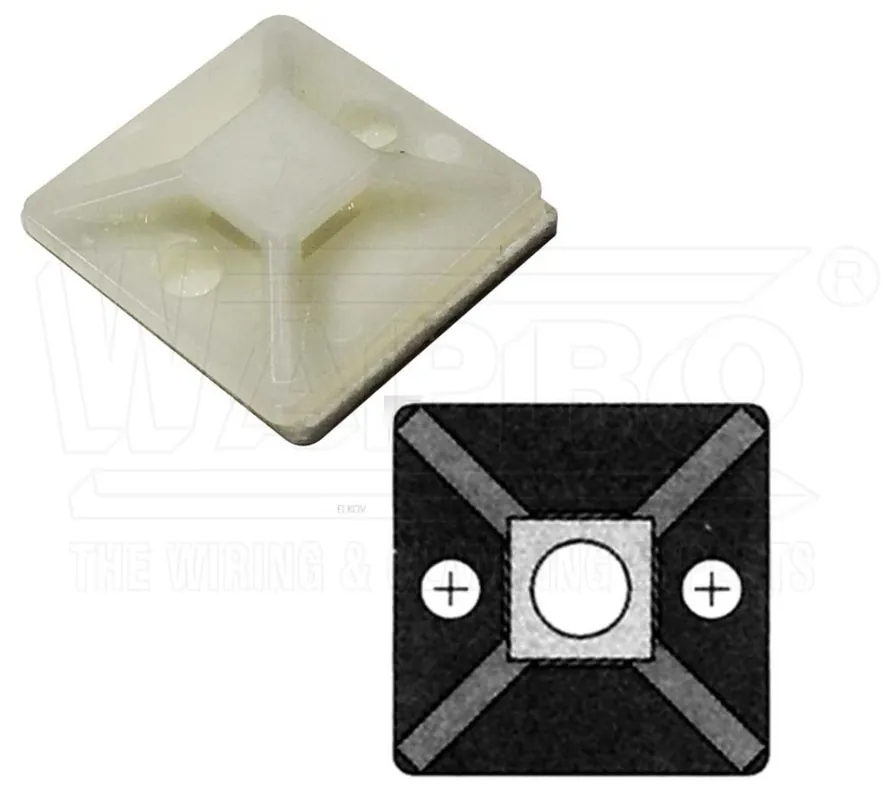 Speciální Cena Samolepící (šroubovací) příchytky pro pásky do 4,6mm WAPRO M-A-19 (HW-3AC) 19,5x19,5mm wpr1098