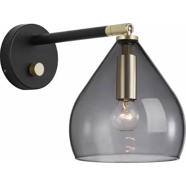 NL 46101047 NORDLUX 46101047 Sence - Moderní nástěnné skleněné svítidlo 21cm, kouřová/černá Nordlux Omezená Nabídka