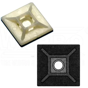 Novinka Samolepící (šroubovací) příchytky pro pásky do 5,5mm WAPRO M-AS-28 (HW-4AC) 28,6x28,6mm wpr1099