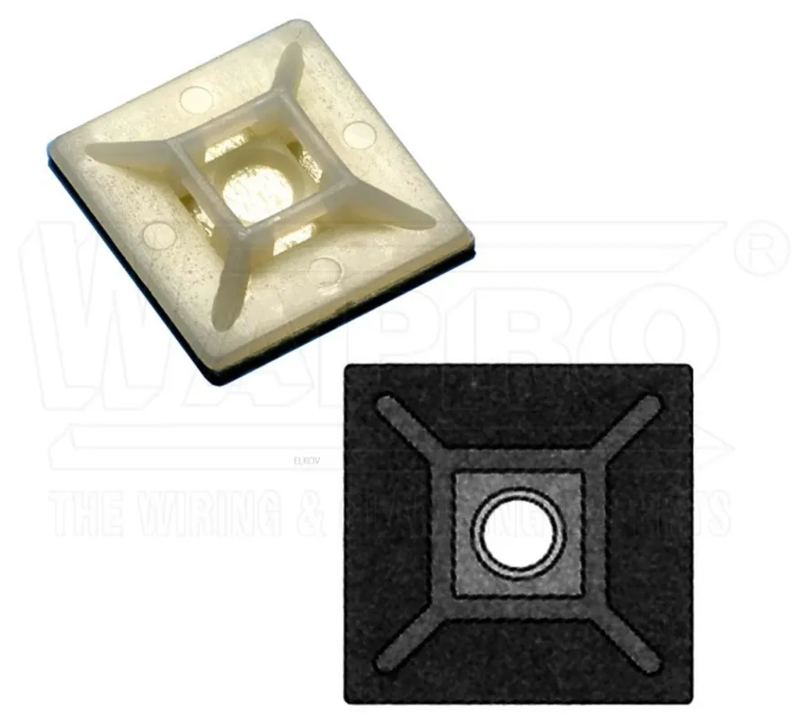 Novinka Samolepící (šroubovací) příchytky pro pásky do 5,5mm WAPRO M-AS-28 (HW-4AC) 28,6x28,6mm wpr1099