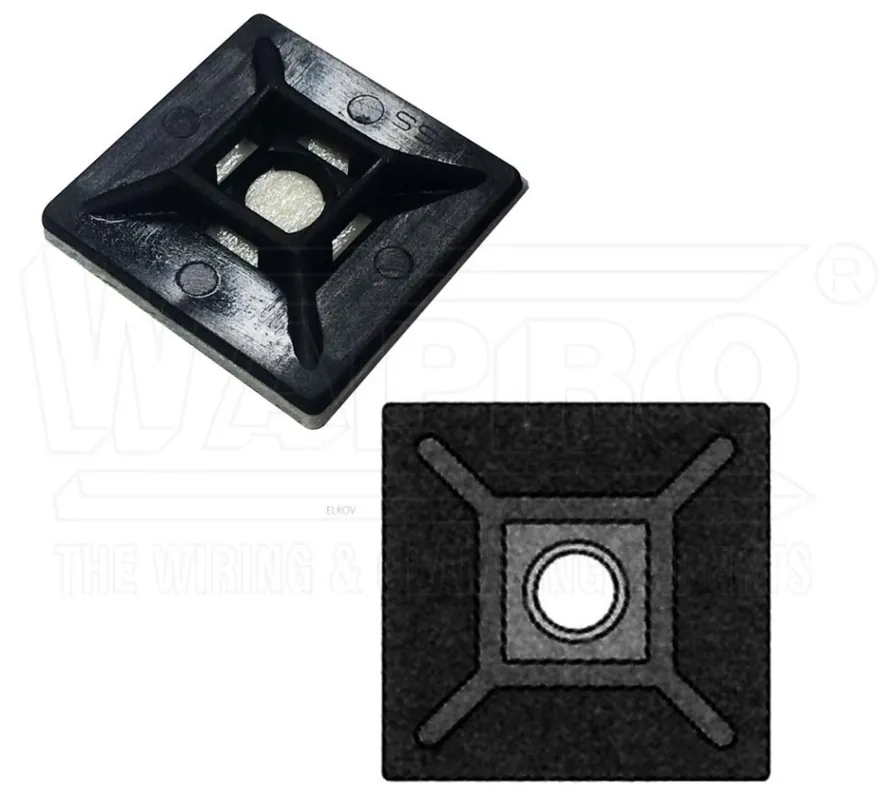 Samolepící (šroubovací) příchytky pro pásky do 5,5mm WAPRO M-AS-28BK 28,6x28,6mm černá wpr7733 Tovární Cena