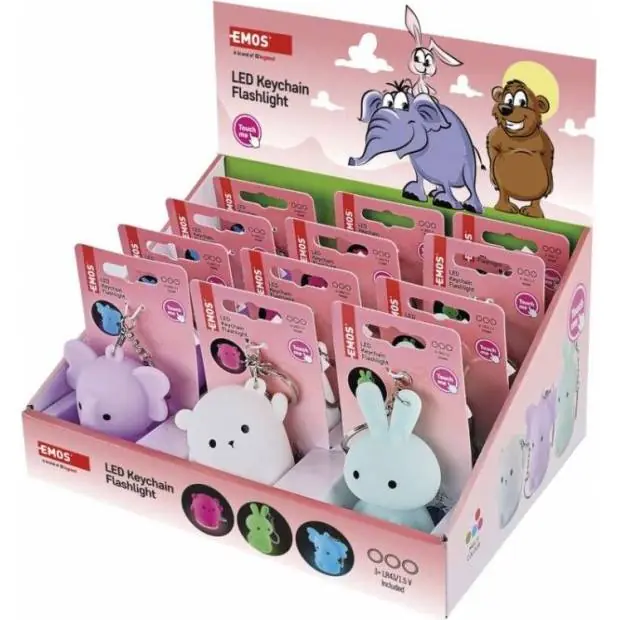 Hit Sezóny P4723 LED silikonová klíčenka - zvířátka, 12 ks, display box EMOS