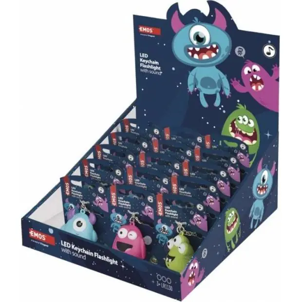 Akce P4721 LED klíčenka - příšerky se zvukem, 18 ks, display box EMOS