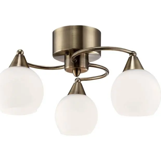 Originální IRIK3A SESSAK IRIK3A Iris K11010-3A - Stropní svítidlo se třemi skleněnými stínidly 3 x 40W, mosaz Nordlux