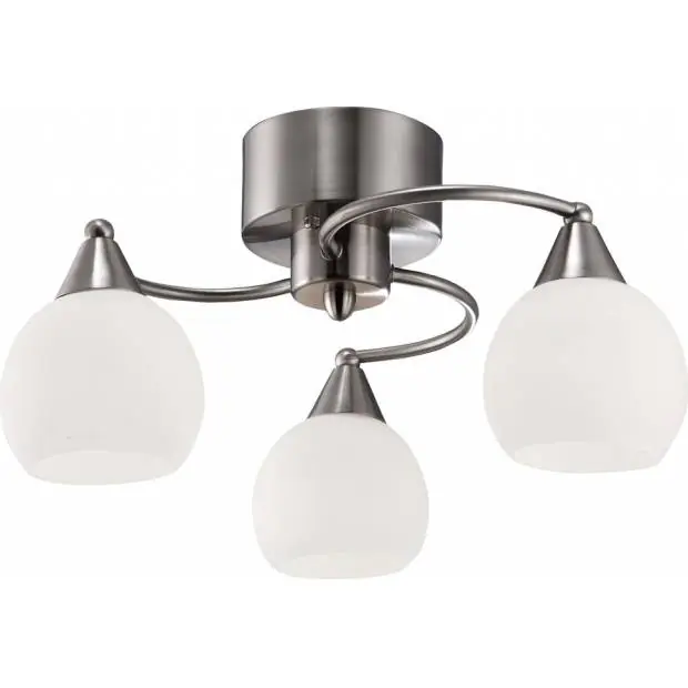 Sezónní Sleva IRIK3S SESSAK IRIK3S Iris K11010-3S - Stropní svítidlo se třemi skleněnými stínidly 3 x 40W, nerez Nordlux