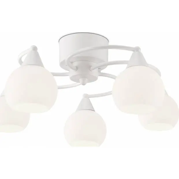 Výhodná Nabídka IRIK5V SESSAK IRIK5V Iris K11010-5V - Stropní svítidlo s pěti skleněnými stínidly 5x40W, bílá Nordlux