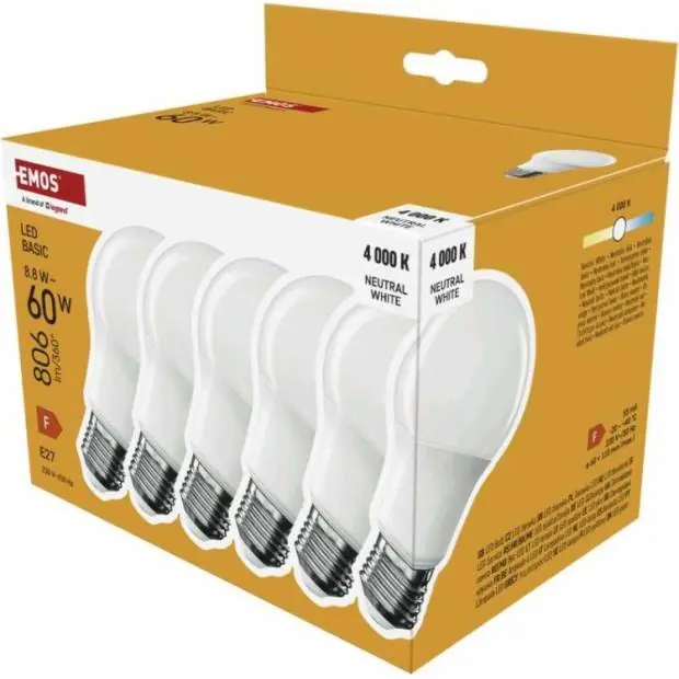ZL5F48.6 LED žárovka Basic A60 / E27 / 8,8 W (60 W) / 806 lm / neutrální bílá EMOS Rychlé Dodání