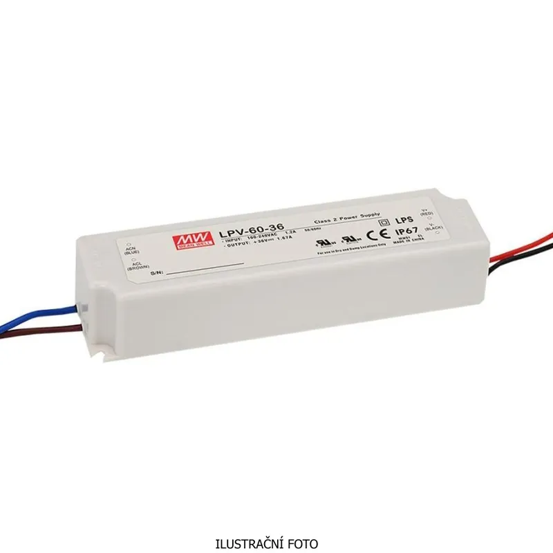 Napájecí zdroj pro LED MEAN WELL LPV-60-12 60W 12VDC IP67 11602 Odeslání Ihned