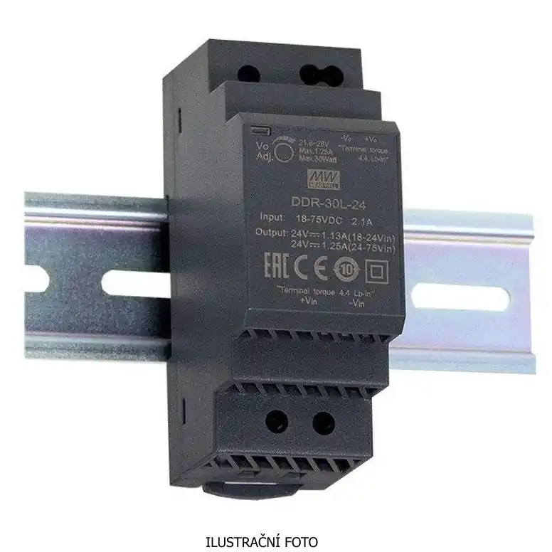 Odeslání Ihned MEAN WELL MĚNIČ DC/DC NA DIN LIŠTU DDR-30G-12 30W VSTUP 9-36V DC VÝSTUP 12V 0-2.5A 94591