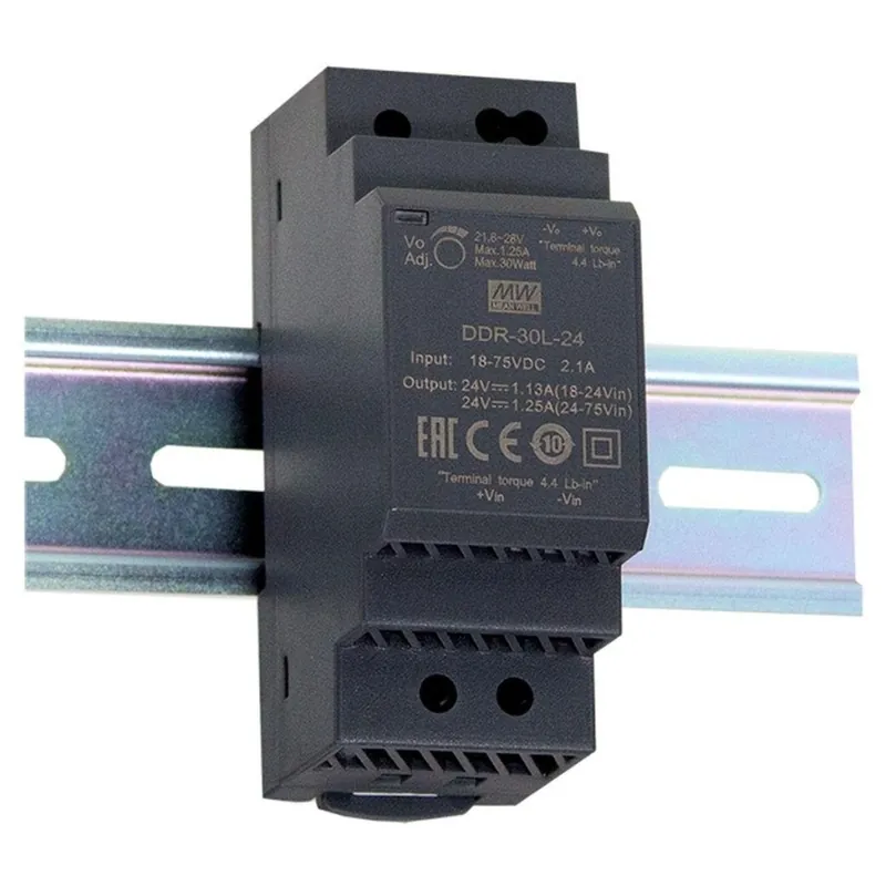 Omezená Nabídka MEAN WELL MĚNIČ DC/DC NA DIN LIŠTU DDR-30L-24 30W VSTUP 18-75V DC VÝSTUP 24V 0-1.25A 94597