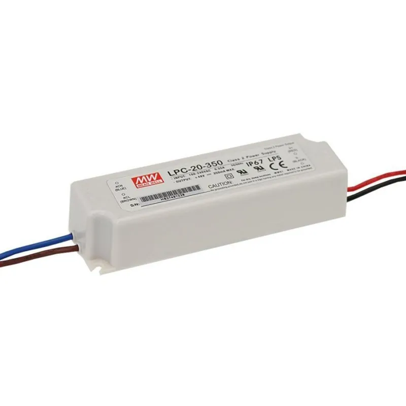 MEAN WELL ZDROJ PRO LED LPC-20-350 20W VSTUP 90-264V AC, 127-370V DC VÝSTUP 350MA 9-48V 11571 Vrácení Zdarma