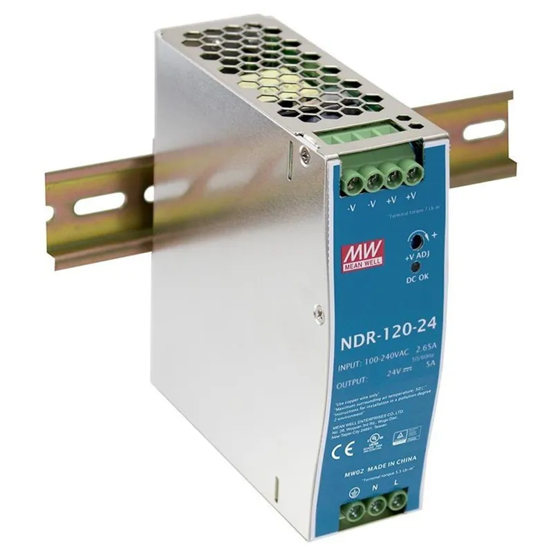 MEAN WELL ZDROJ AC/DC NA DIN LIŠTU NDR-120-24 120W VSTUP 90-264V AC, 127-370V DC VÝSTUP 24V 0-5A 92461 Akce