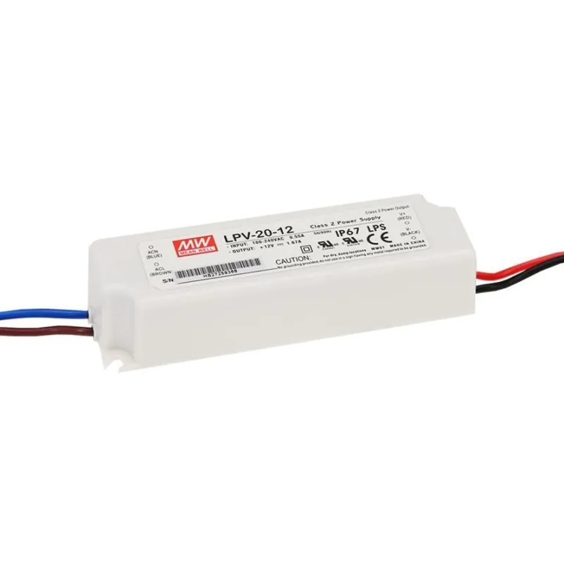 Doprava Zdarma Napájecí zdroj pro LED MEAN WELL LPV-20-12 20W 12VDC IP67 11562