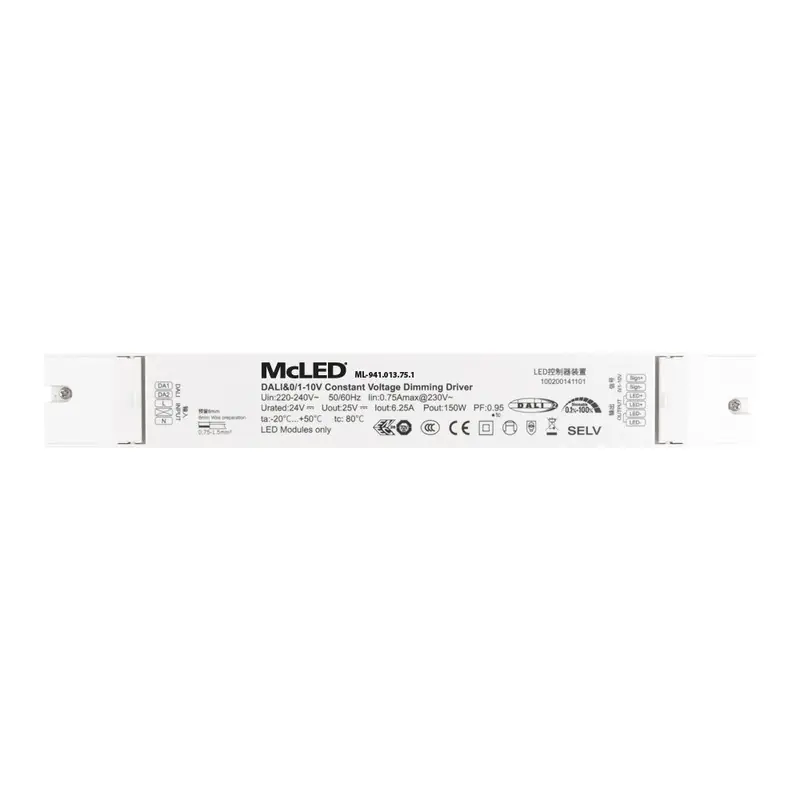 MCLED ZDROJ NAPÁJ. 150W, DC24V/6,25A, IP20, DALI, 0/1-10V A TLAČÍTKO ML-941.013.75.1 Omezená Nabídka