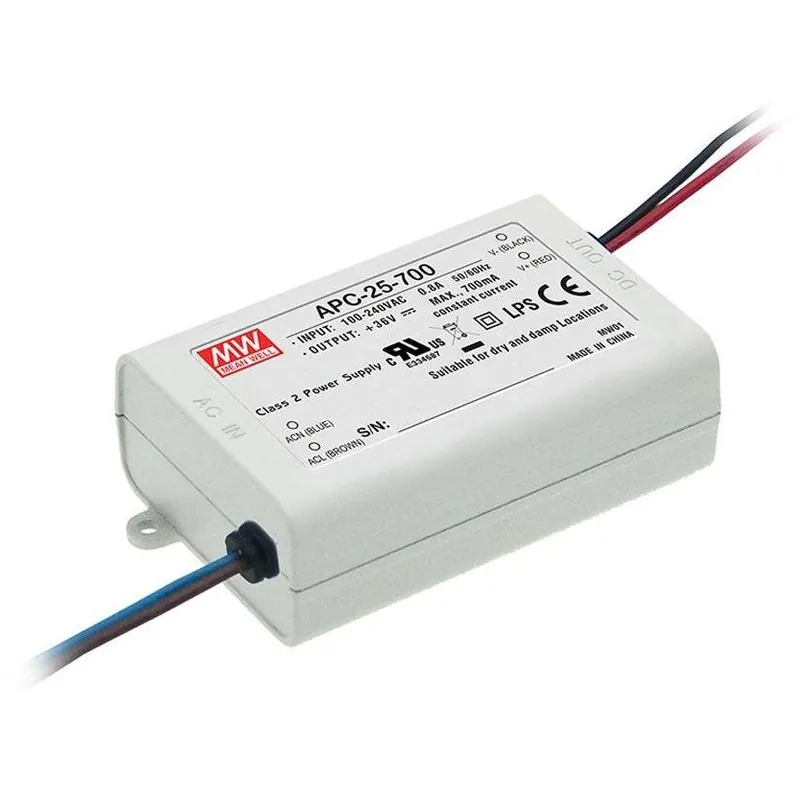 Objednat Nyní MEAN WELL ZDROJ PRO LED APC-25-700 25W VSTUP 90-264V AC, 127-370V DC VÝSTUP 700MA 11-36V 91487