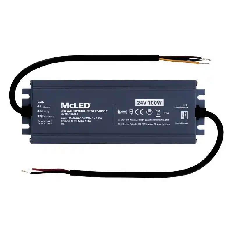 MCLED ZDROJ NAPÁJ. 100W DC24V 4,16A IP67 HLINÍK ML-732.106.39.1 Nejlepší Volba