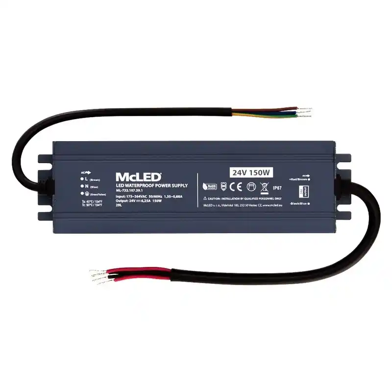 Jen Po Omezenou Doba MCLED ZDROJ NAPÁJ. 150W DC24V 6,25A IP67 HLINÍK ML-732.107.39.1