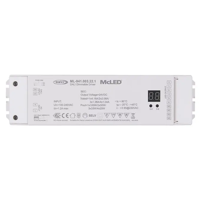 MCLED ZDROJ NAPÁJ. 100W, DC 24V/4,16A IP20, DALI A TLAČÍTKO PLAST ML-941.003.22.1 Hit Sezóny