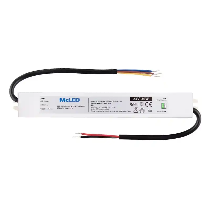 Nová Kolekce MCLED ZDROJ NAPÁJ. 30W DC24V 1,25A IP67 HLINÍK ML-732.104.39.1