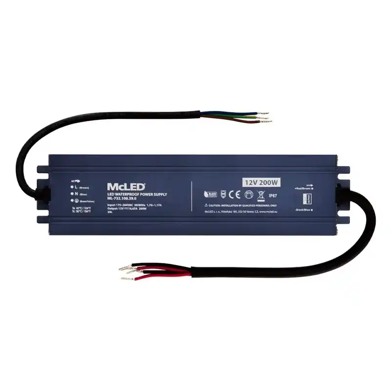 Výprodej MCLED ZDROJ NAPÁJ. 200W DC12V 16,67A IP67 HLINÍK ML-732.108.39.0