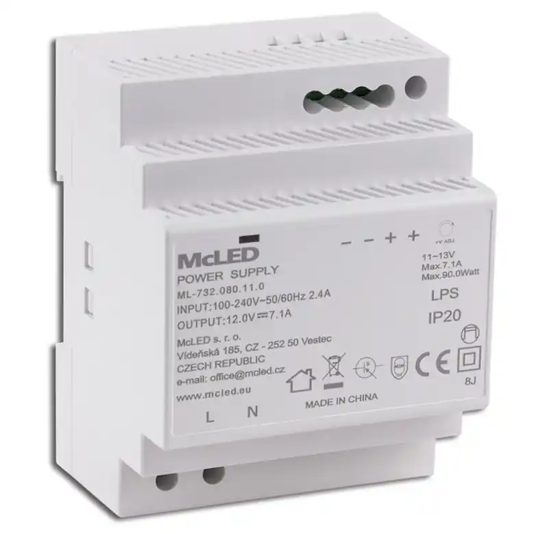 MCLED ZDROJ NAPÁJ. 90W DC12V/7,1A IP20 NA DIN LIŠTU ML-732.080.11.0 Koupit Online