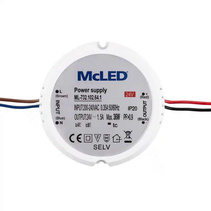 MCLED ZDROJ NAPÁJ. 36W DC24V 1,5A IP20 DO KRABICE ML-732.102.64.1 Speciální Cena