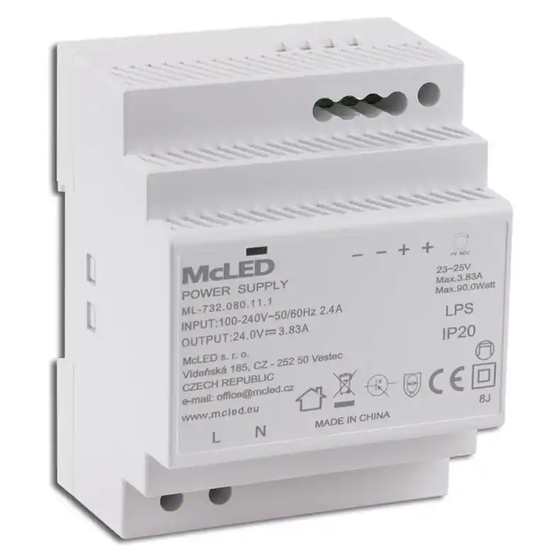 MCLED ZDROJ NAPÁJ. 90W DC24V 3,83A IP20 NA DIN LIŠTU ML-732.080.11.1 Pouze Dnes