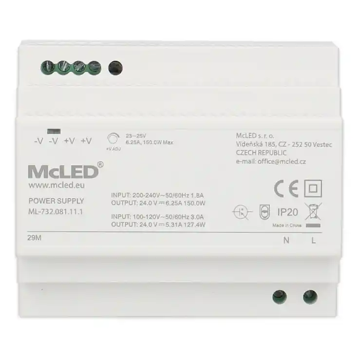 LED napájecí zdroj na DIN McLED 150W DC24V/6,25A IP20 ML-732.081.11.1 Nejprodávanější